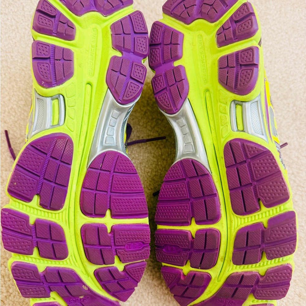 ASICS Women's Gel Nimbus 15 Neon Yellow and Purple Running Shoes 🦄 - Picture 5 of 5